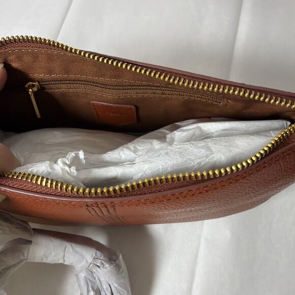 Fossil Jolie Leather Crossbody Bag Purse NWT Cayenne Brown Rust Pebbled - Picture 5 of 10